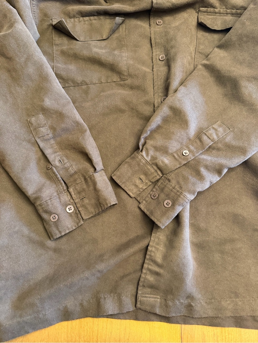 Men's Chocolate Brown Bruno Suede MF Button-Up | L - Picture 4 of 7